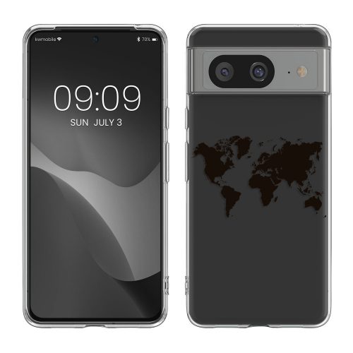 Kwmobile tok Google Pixel 8 telefonhoz, átlátszó/fekete, szilikon, KWM000020JN002C