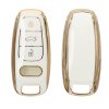 Kwmobile autókulcs fedél Audi 3 gombokhoz - Keyless Go, fehér/arany, szilikon, KWM0000256J002C