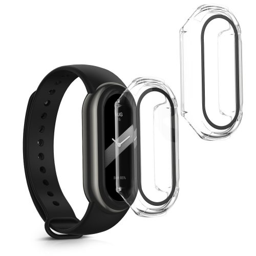 2 db Kwmobile komplett burkolat Xiaomi Mi Band 8 készülékhez, átlátszó, műanyag, KWM0000206D002C