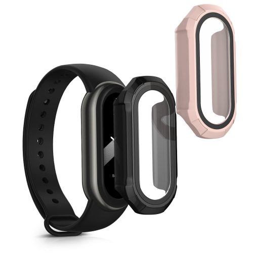 2 db Kwmobile teljes burkolat készlet Xiaomi Mi Band 8 telefonhoz, fekete/rózsaszín, műanyag, KWM0000206D003C