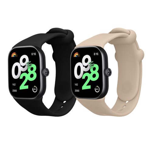 2 db Kwmobile szíj készlet Xiaomi Redmi Watch 4, fekete/bézs, szilikon, KWM000025BA002C