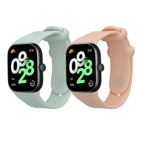 2 db Kwmobile szíj készlet Xiaomi Redmi Watch 4, zöld/rózsaszín, szilikon, KWM000025BA003C