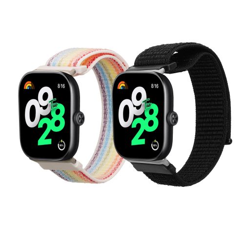 2 db Kwmobile szíj készlet Xiaomi Redmi Watch 4 / Band 8 Pro készülékhez, fekete/többszínű, nylon, KWM000025BE001C