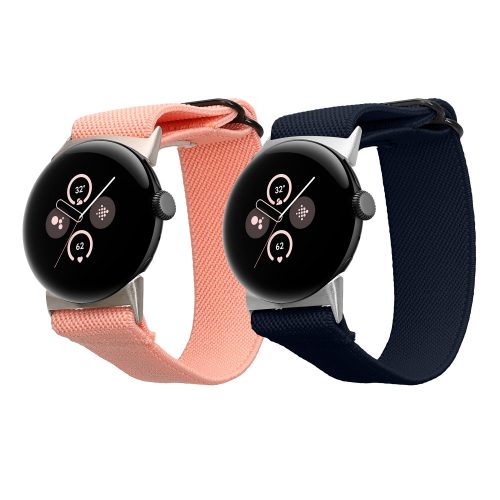 2 db Kwmobile szíj készlet Google Pixel Watch 2/Pixel órához, sötétkék/rózsaszín, nylon, KWM000025BF002C