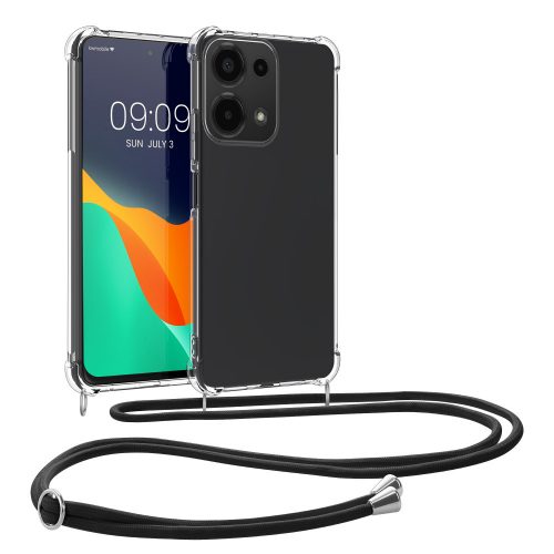 Kwmobile tok Xiaomi Redmi Note 13 Pro telefonhoz, átlátszó/fekete, szilikon, KWM000020MW001C