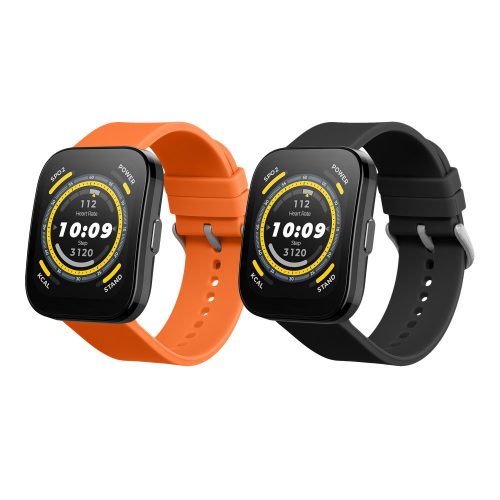 2 db Kwmobile pánt készlet Amazfit Bip 5/GTR 4, fekete/narancs, szilikon, KWM000024YT005C