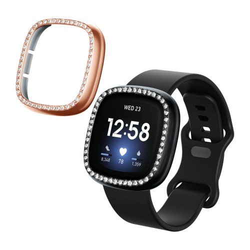 2 db Kwmobile tok készlet Fitbit Versa 3/Sense készülékhez, fekete/arany, műanyag, KWM000024ZI003C