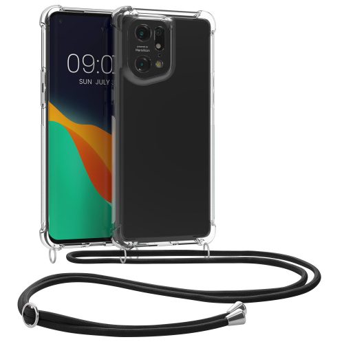 Kwmobile tok OPPO Find X5 Pro számára, szilikon, átlátszó/fekete, 59320.01