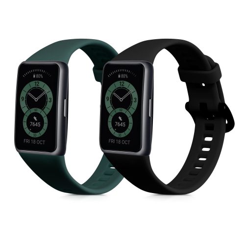 kwmobile szíj Huawei Band 6-hoz, szilikon, zöld/fekete, 59296.01