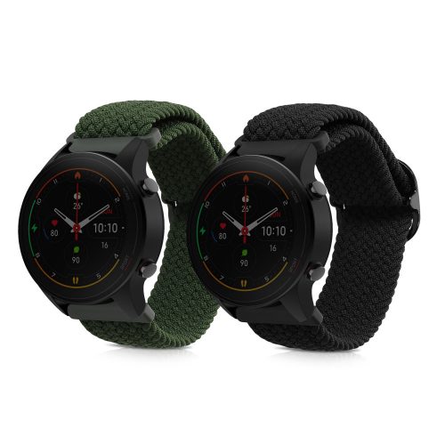 db szíj készlet Xiaomi Mi Watch Color Sport/Watch S1 Active, Kwmobile, fekete/zöld, nylon, 59518.01