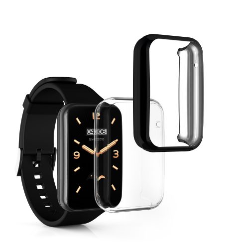 2 db Kwmobile tok Xiaomi Mi Band 7 Pro készülékhez, szilikon, fekete/átlátszó, 59605.01